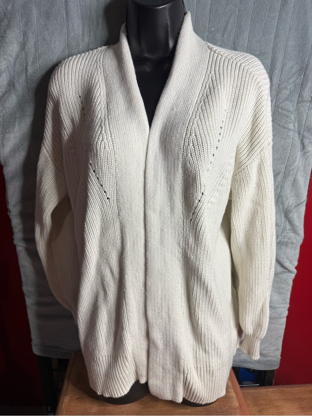Universal Thread Cream Open-Front Ribbed Cardigan